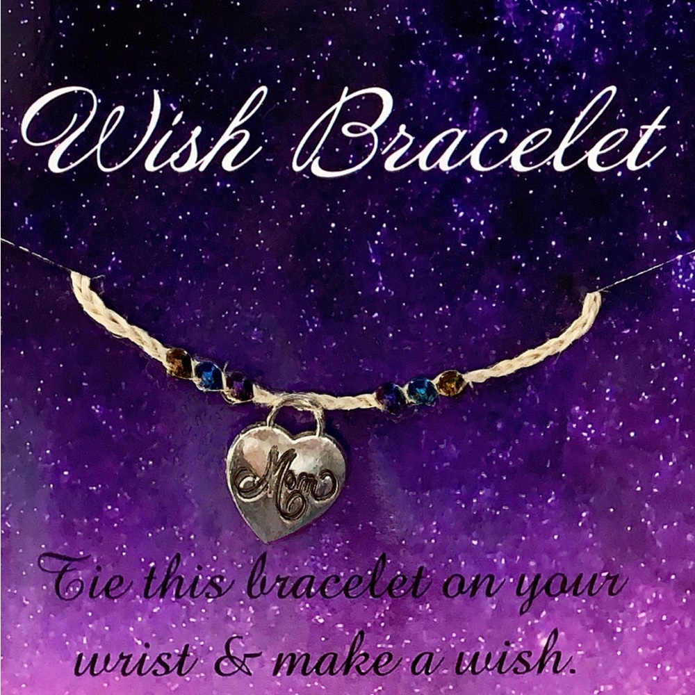 Wish Bracelet with Mom Heart Charm